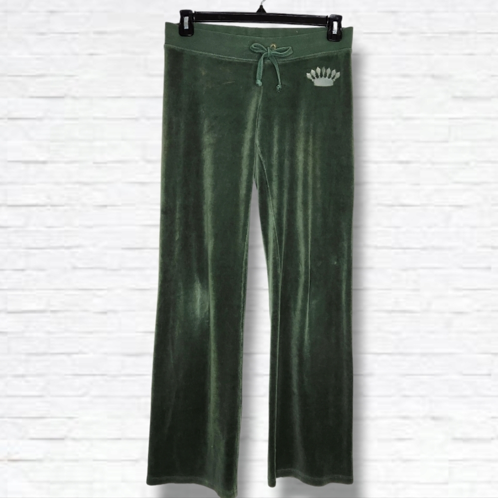 Juicy Couture Vintage Y2K Green Midrise Velour Flare Leg Sweatpants Size S